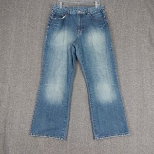 STRUCTURE MENS Y2K BLUE JEAN BOOT CUT 100% COTTON FADED DENIM PANTS SIZE 36×32